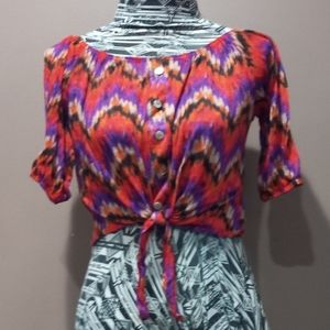 Orange & purple chevron crop top